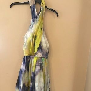 Lela Rose Water Color Cross Halter with Full Skirt